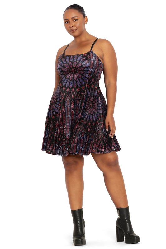 Basilica Of Saint-Denis Velvet Scoop Longline Strappy Dress